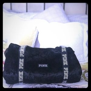 PINK black crushed velvet duffle